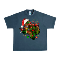 Midnight Navy Christmas Western Texas Map Urban Heavy Tee - BundleAndBundleShop