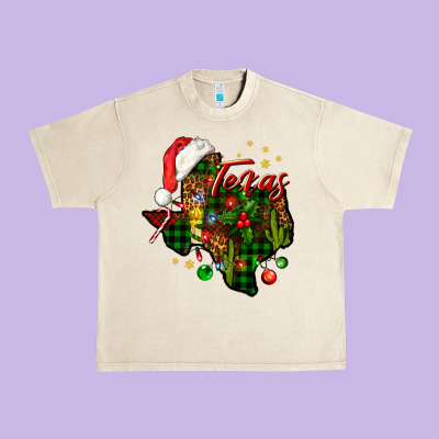 Christmas Western Texas Map Urban Heavy Tee Designed By Bundleandbundleshop