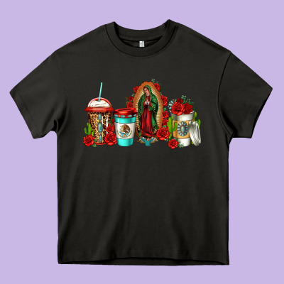 Lady Of Guadalupe Coffee Heavy Core Tee Designed By Jasminsmagicworld