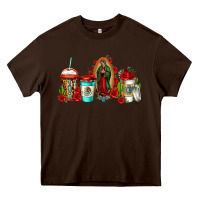 Chocolate Brown lady of guadalupe coffee Heavy Core Tee - Jasminsmagicworld