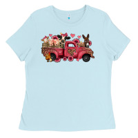 Baby Blue valentines day leopard farm animals truck Ladies Tee - Jasminsmagicworld