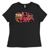 Black valentines day leopard farm animals truck Ladies Tee - Jasminsmagicworld