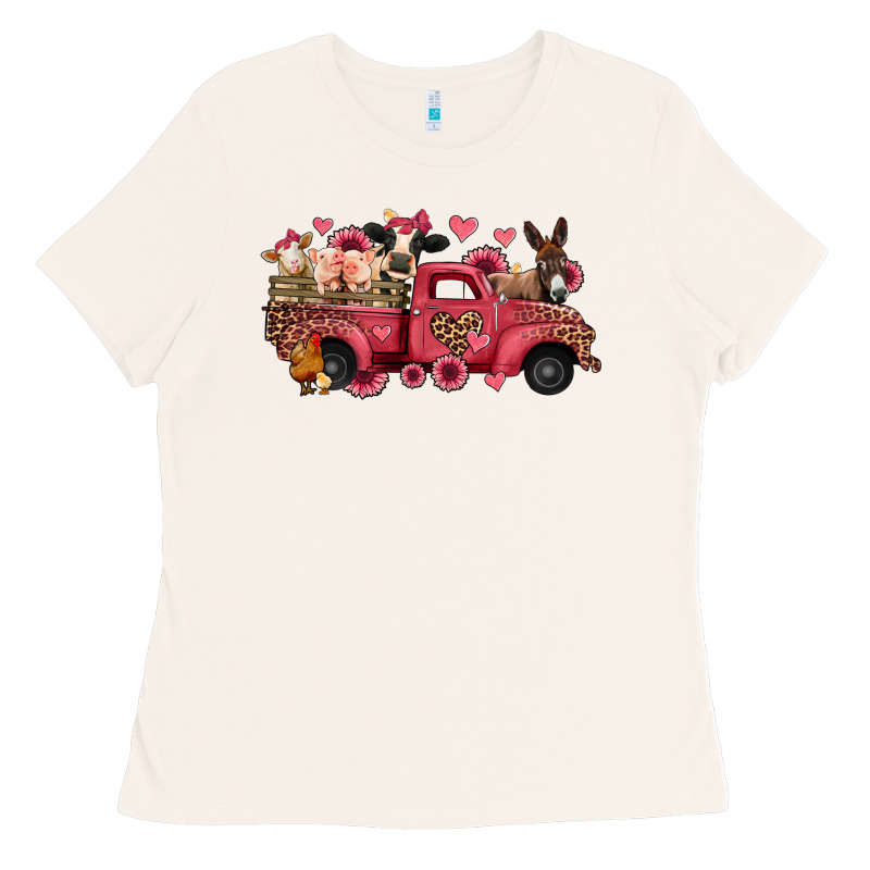 Valentines Day Leopard Farm Animals Truck Ladies Tee by Jasminsmagicworld | Teevron