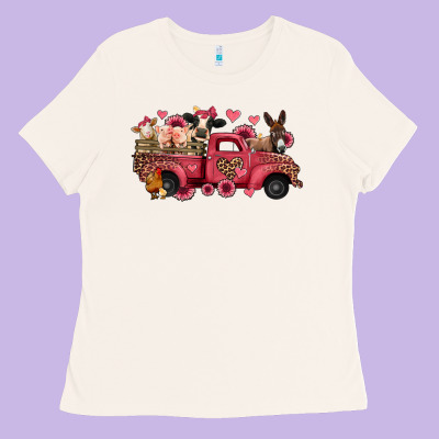 Valentines Day Leopard Farm Animals Truck Ladies Tee Designed By Jasminsmagicworld