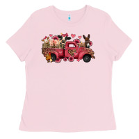 Bubblegum Pink valentines day leopard farm animals truck Ladies Tee - Jasminsmagicworld