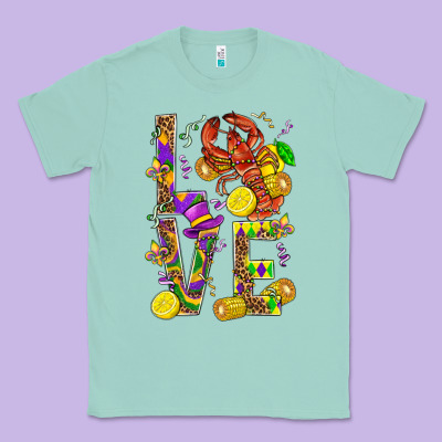 Love Crawfish Mardi Gras Classic Tee Designed By Bundleandbundleshop