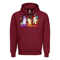 Burgundy happy hallothanksmas unicorn Zipper Hoodie - CowGirlArtShop