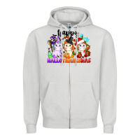 Dove Grey happy hallothanksmas unicorn Zipper Hoodie - CowGirlArtShop