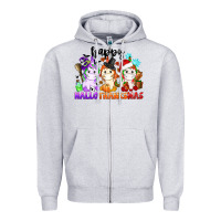 Heather Grey happy hallothanksmas unicorn Zipper Hoodie - CowGirlArtShop