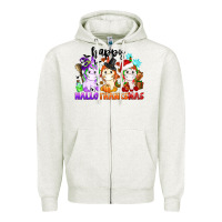 Oatmeal Heather happy hallothanksmas unicorn Zipper Hoodie - CowGirlArtShop