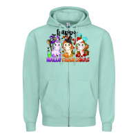 Seafoam happy hallothanksmas unicorn Zipper Hoodie - CowGirlArtShop