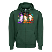 Sports Green happy hallothanksmas unicorn Zipper Hoodie - CowGirlArtShop