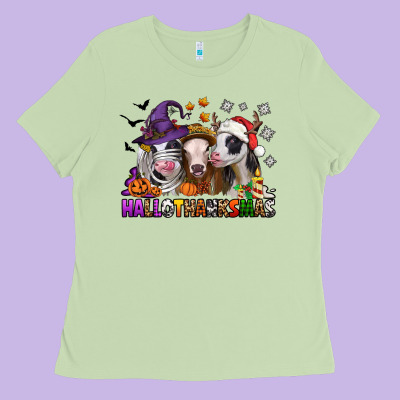 Hallothanksmas Heifers Ladies Tee Designed By Jasminsmagicworld