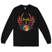 Black angel wings softball Long Sleeve Tee - Jasminsmagicworld