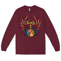 Burgundy angel wings softball Long Sleeve Tee - Jasminsmagicworld