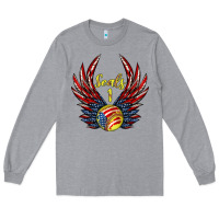 Heather Grey angel wings softball Long Sleeve Tee - Jasminsmagicworld