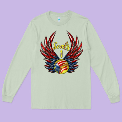 Angel Wings Softball Long Sleeve Tee Designed By Jasminsmagicworld