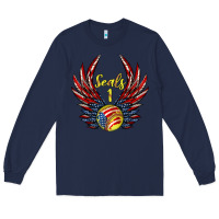 Navy angel wings softball Long Sleeve Tee - Jasminsmagicworld