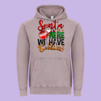 Santa Here We Have Cookies Vintage Hoodie Designed By Nancycooperartshop