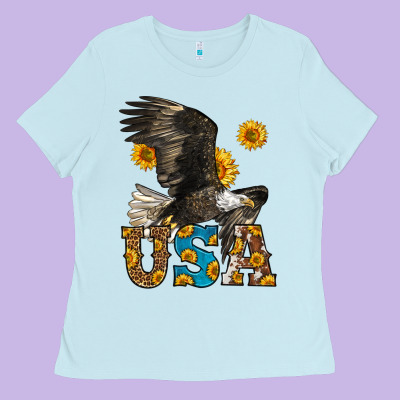 Western Usa Eagle Ladies Tee Designed By Lillyallendesigns