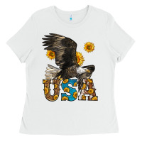 White Western Usa Eagle Ladies Tee - LillyAllenDesigns