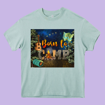 Born To Camp Heavy Core Tee Designed By Nancycooperartshop