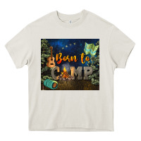 Cream born to camp Heavy Core Tee - NancyCooperArtShop