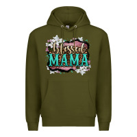 Army Green blessed mama Premium Hoodie - OliviaCreatesArt