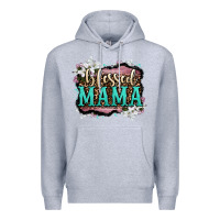 Heather Grey blessed mama Premium Hoodie - OliviaCreatesArt