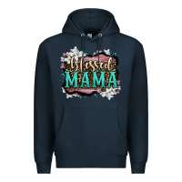 Navy blessed mama Premium Hoodie - OliviaCreatesArt