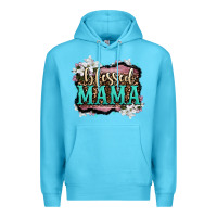 Ocean Blue blessed mama Premium Hoodie - OliviaCreatesArt