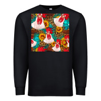 Black western  chicken with sunflowers seamless pattern Premium Sweatshirt - FaDigitalArtStudio