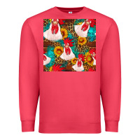 Cardinal western  chicken with sunflowers seamless pattern Premium Sweatshirt - FaDigitalArtStudio