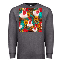 Charcoal Heather western  chicken with sunflowers seamless pattern Premium Sweatshirt - FaDigitalArtStudio