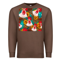 Chestnut western  chicken with sunflowers seamless pattern Premium Sweatshirt - FaDigitalArtStudio