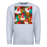 Heather Grey western  chicken with sunflowers seamless pattern Premium Sweatshirt - FaDigitalArtStudio