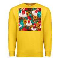 Lemon western  chicken with sunflowers seamless pattern Premium Sweatshirt - FaDigitalArtStudio