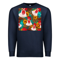 Navy western  chicken with sunflowers seamless pattern Premium Sweatshirt - FaDigitalArtStudio