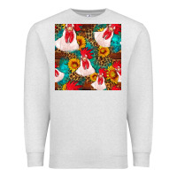 Oatmeal Heather western  chicken with sunflowers seamless pattern Premium Sweatshirt - FaDigitalArtStudio