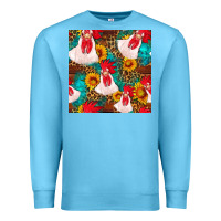 Ocean Blue western  chicken with sunflowers seamless pattern Premium Sweatshirt - FaDigitalArtStudio