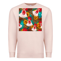Pale Pink western  chicken with sunflowers seamless pattern Premium Sweatshirt - FaDigitalArtStudio