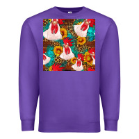 Purple western  chicken with sunflowers seamless pattern Premium Sweatshirt - FaDigitalArtStudio