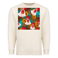 Sandshell western  chicken with sunflowers seamless pattern Premium Sweatshirt - FaDigitalArtStudio