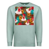 Seafoam western  chicken with sunflowers seamless pattern Premium Sweatshirt - FaDigitalArtStudio