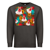 Smoke western  chicken with sunflowers seamless pattern Premium Sweatshirt - FaDigitalArtStudio