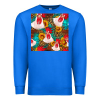 True Royal western  chicken with sunflowers seamless pattern Premium Sweatshirt - FaDigitalArtStudio