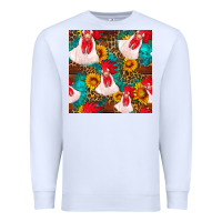 White western  chicken with sunflowers seamless pattern Premium Sweatshirt - FaDigitalArtStudio