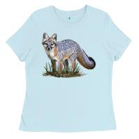 Baby Blue Gray Fox Ladies Tee - LillyAllenDesigns