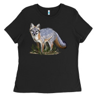 Black Gray Fox Ladies Tee - LillyAllenDesigns