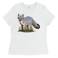 White Gray Fox Ladies Tee - LillyAllenDesigns